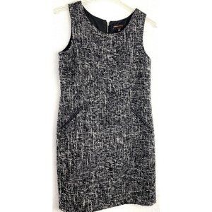 Dana buchman womens tweed sheath dress sleeveless zip up wool blend Black Sz:12